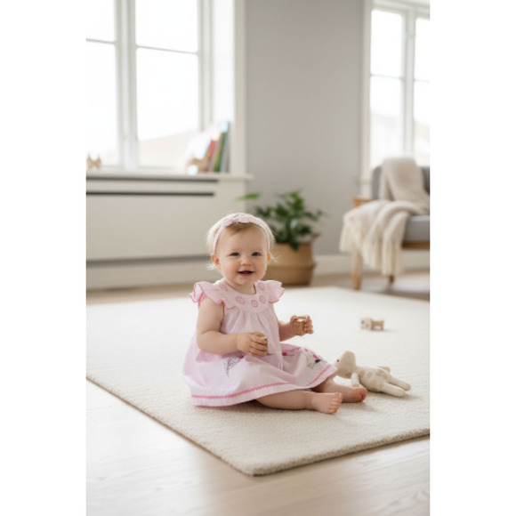 New Baby Girl Dress Set with matching headband underwear size 6 to 9 months - Picture 2 of 3